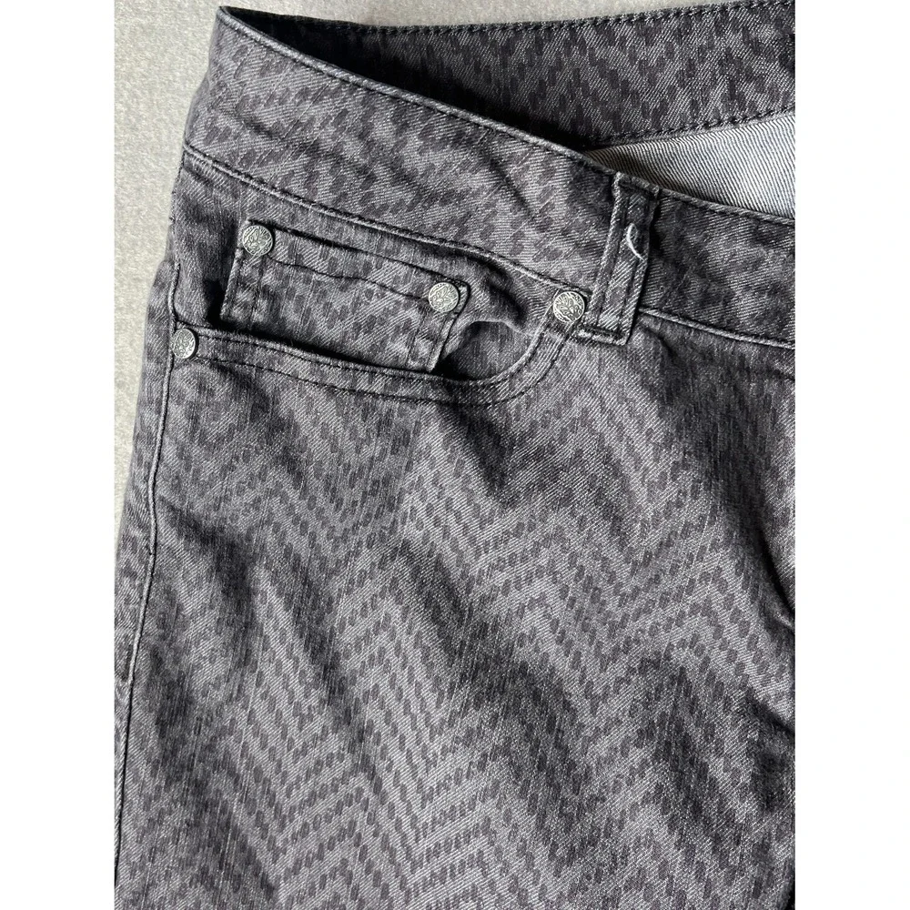 PrAna Kara Jeans Women Size 6 Gray Chevron Pattern Skinny Low Rise Stretch 30x31